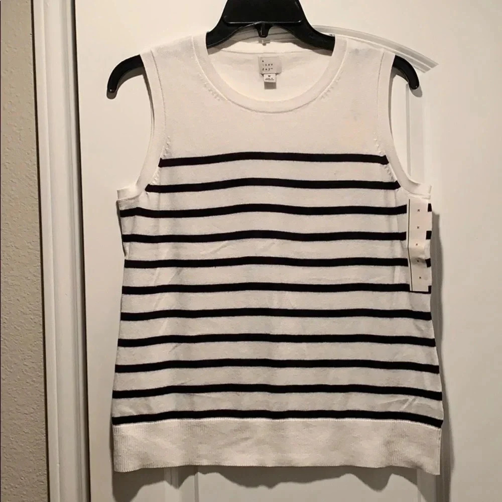 NWT A New Day Striped  Sweater Vest Jumper Top Sz M Women’s